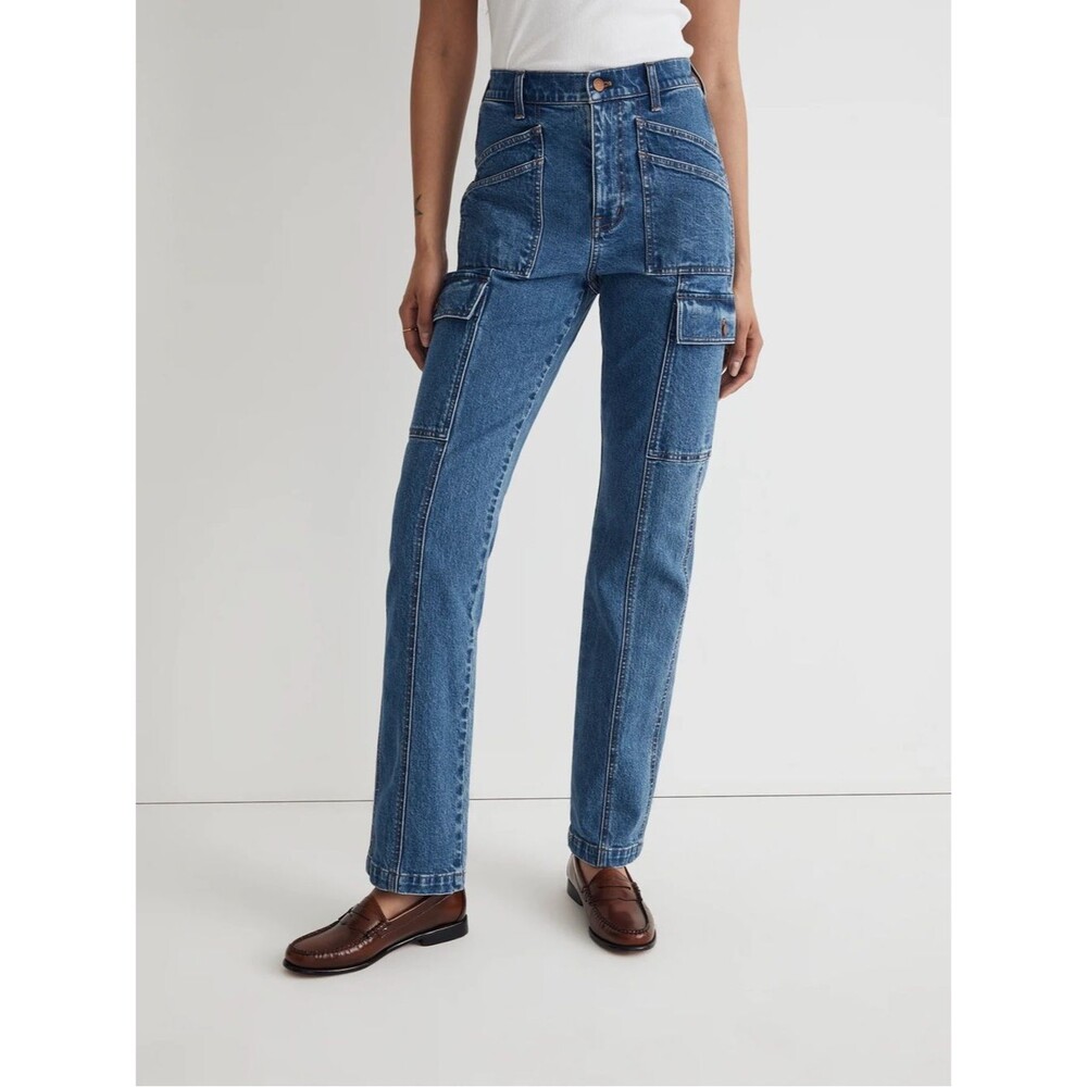 Madewell The '90s Straight Cargo Utility Jean Size 27 Densmore Wash